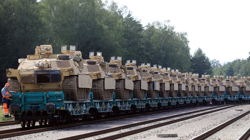 Convoi de chars Abrams en Lituanie,(image d'illustration)