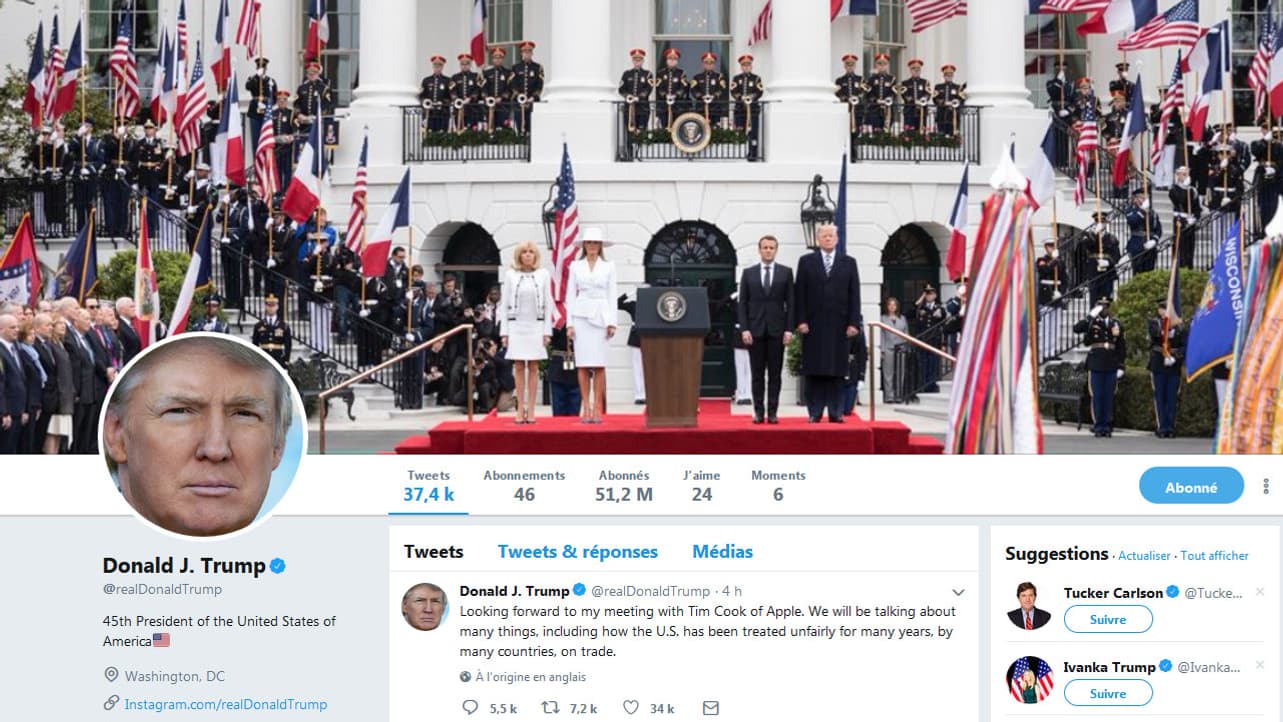 Compte Twitter de Donald Trump. Compte Twitter de Donald Trump.