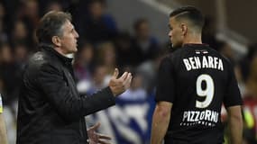 Claude Puel et Hatem Ben Arfa en avril 2016