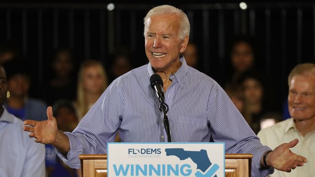 L'ancien vice-président démocrate Joe Biden lors d'une conférence donnée le 22 octobre 2018 à Tampa (Floride).