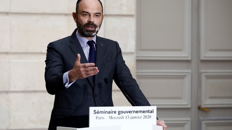 Le Premier ministre Edouard Philippe lors d'un discours à l'Elysée, le 15 janvier 2020