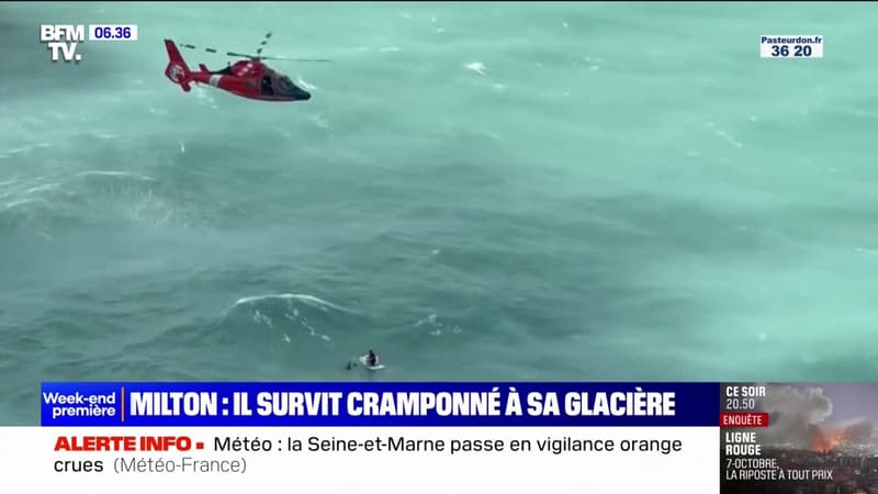 Ouragan Milton: un pêcheur survit accroché à sa glacière toute la nuit au milieu des vagues