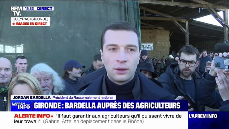 Depuis la Gironde, Jordan Bardella estime que la colère des agriculteurs illustre 