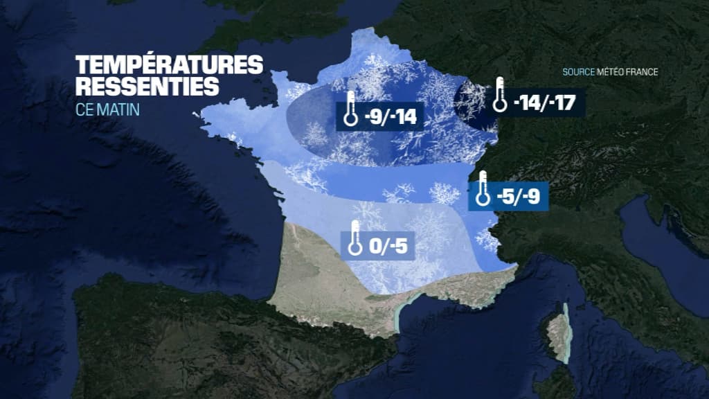 Les températures ressenties en France ce jeudi matin.