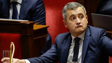 Le ministre de l'Intérieur Gérald Darmanin lors d'un débat sur la loi immigration, le 11 décembre 2023 à l'Assemblée, à Paris