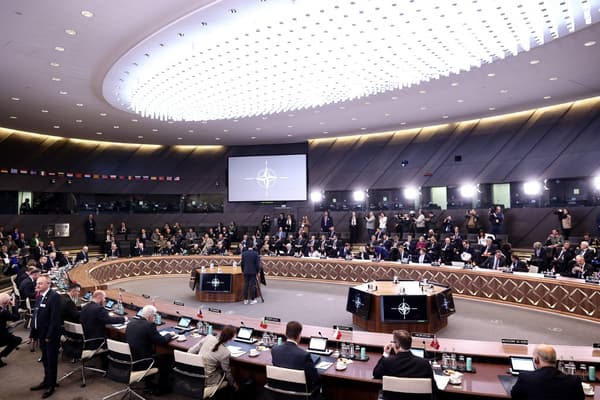 A round table of defense ministers from the NATO alliance, in Brussels, February 14, 2023.