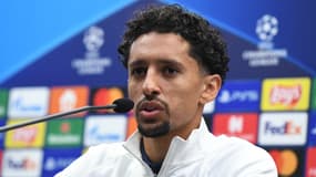 Marquinhos en conférence de presse, à Bruges le 14 septembre 2021