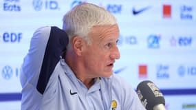 Didier Deschamps en conférence de presse de l'équipe de France avant Belgique-France en Ligue des nations, le 13 octobre 2024.