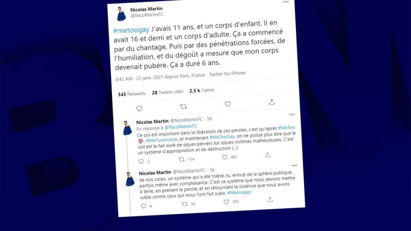 Les tweets du journaliste Nicolas Martin à propos des viols dont il a été victime.