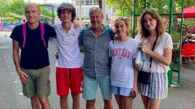 Jean-Pierre, Mikaël et leurs enfants Briac, Louise et Jeanne sont venus soutenir Felix Lebrun aux Jeux olympiques de Paris, le 1er août 2024