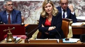 La présidente de l'Assemblée nationale, Yaël Braun-Pivet, dans l'hémicycle le 1er avril 2025