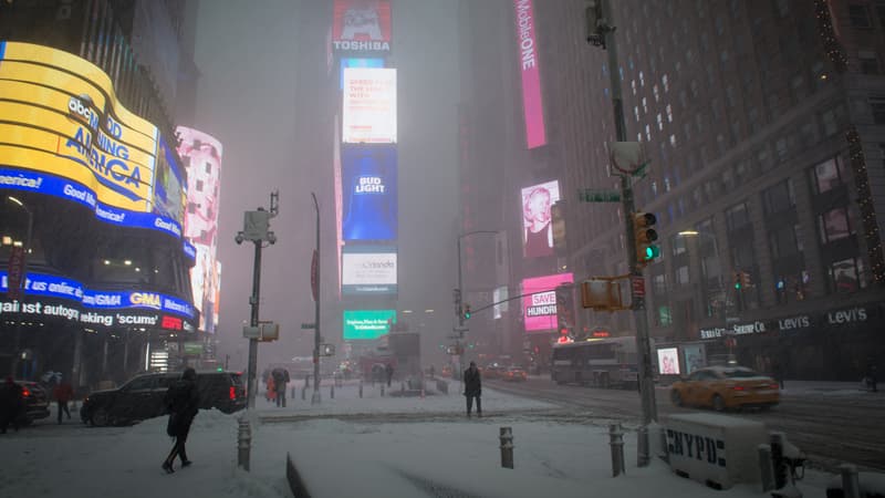 Times Square sous la neige, le 9 février 2017.