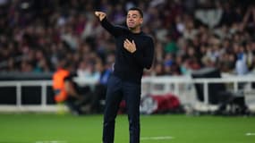 Xavi sur le banc du Barça en mai 2024.