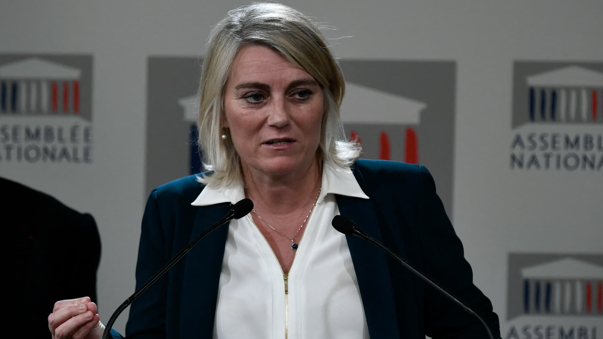 La députée Renaissance Stéphanie Rist, lors d'une conférence de presse à Paris, le 11 janvier 2023.