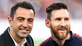 Xavi et Lionel Messi en 2018