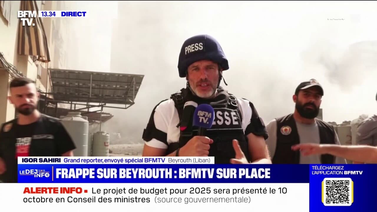 BFMTV sur les lieux d'une frappe à Dahieh dans la banlieue sud de Beyrouth au Liban (1/1)