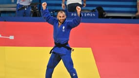 Le judoka français Luka Mkheidze lors de son parcours aux Jeux olympiques de Paris, 27 juillet 2024