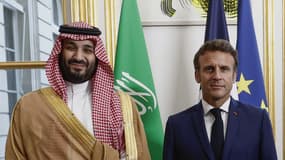 Emmanuel Macron et "MBS" lors de sa visite à l'Élysée, le 28 juillet 2022 