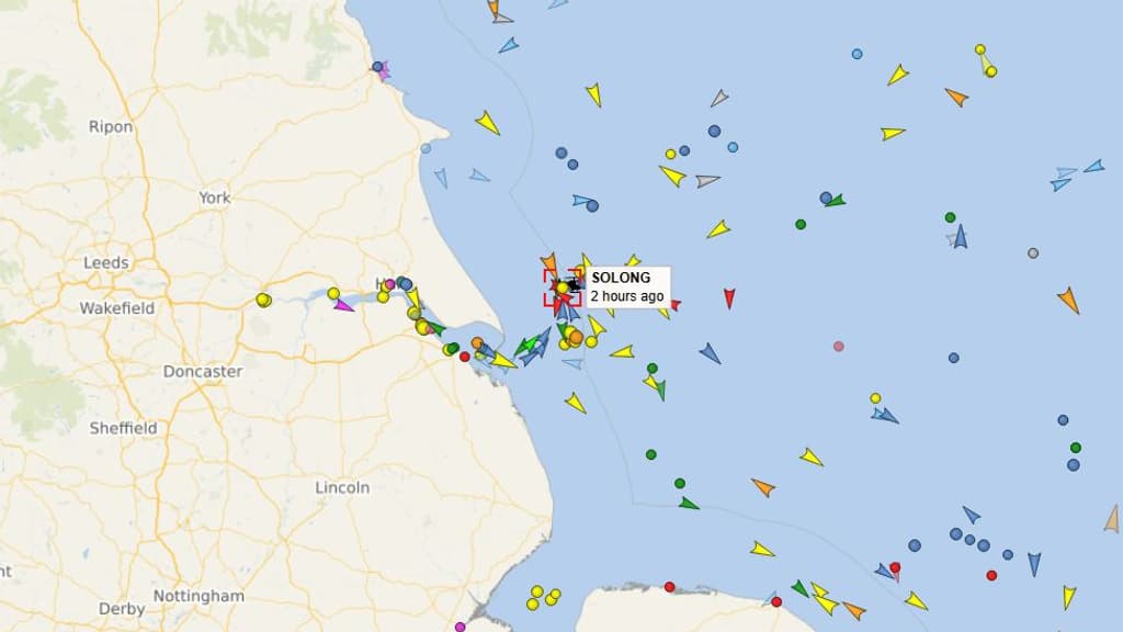 Le lieu de la collision au large de l'Angleterre dans une zone au trafic maritime dense