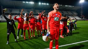 Les joueurs de Cannes après leur victoire contre Lorient le 15 janvier 2025