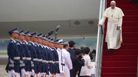 Le pape François arrive à Séoul, en Corée du Sud, le 14 août 2014.