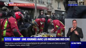 Retraites: BFMTV avec les médecins des CRS lors de la 12e journée de mobilisation