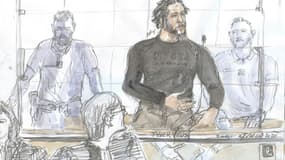 Le jihadiste français Tyler Vilus lors de son procès à la cour d'assises spéciale de Paris, le 25 juin 2020