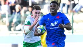 Le Français Mael Moustin lors d'un match contre les Gallois au Mondial U20, le 4 juillet 2023