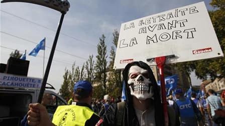 Manifestation contre la réforme des retraites à Strasbourg. L'Union nationale lycéenne (UNL, premier syndicat lycéen) appelle les jeunes à se mobiliser en vue des manifestations du samedi 2 octobre en France contre la réforme des retraites. /Photo prise l