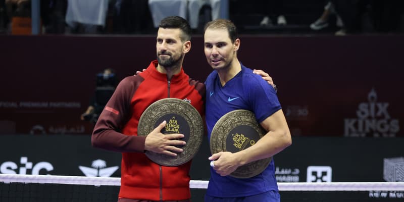 Novak Djokovic et Rafael Nadal lors du Six Kings Slam en novembre 2025.