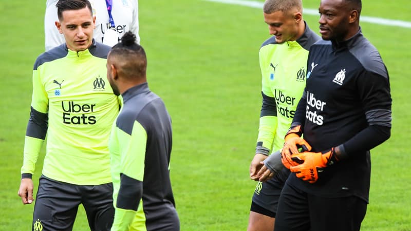 l'OM à l'entraînement avant le match de Ligue des champions face à l'Olympiacos