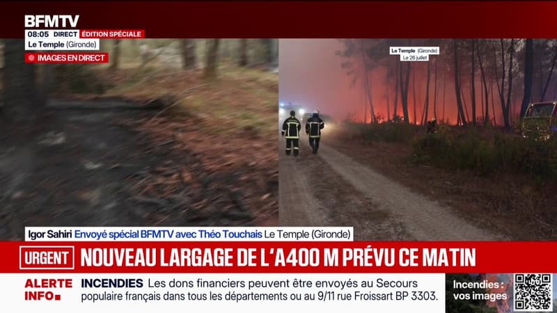 Incendie en Gironde: le feu au Temple est toujours actif malgré un taux d'humidité beaucoup plus important