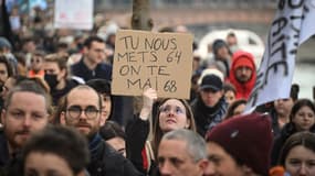 Une manifestation contre la réforme des retraites à Strasbourg (Bas-Rhin), le 11 février 2023.