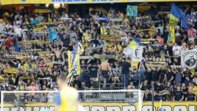 Des supporters de Sochaux au Stade Auguste Bonal, le 26 mai 2023