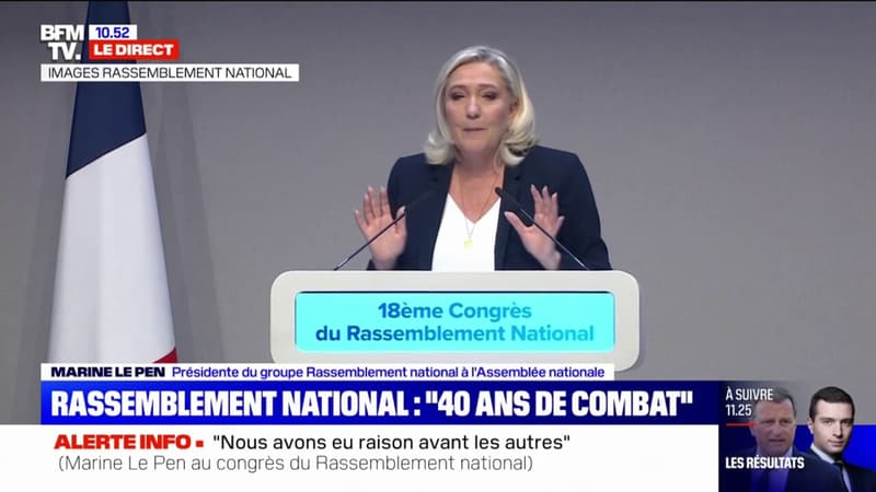 Congrès du RN: Marine Le Pen se félicite d'une 