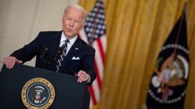 Joe Biden lors d'une prise de parole à la Maison Blanche le 22 février 2022