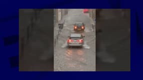 Inondation d'une rue à Auxerre le 23 juin 2022