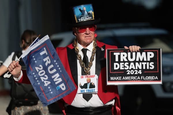 A supporter of Donald Trump outside the federal courthouse where the former president is scheduled to stand trial on June 13, 2023 in Miami, Florida. 
