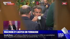Sans masque et avec un café à la main, l'image d'Emmanuel Macron et Jean Castex sur une terrasse à Paris