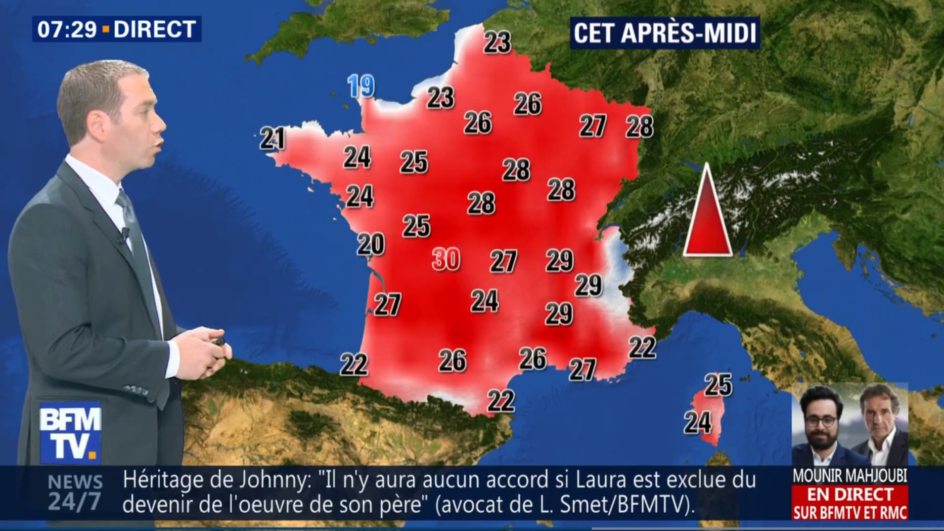 Températures du vendredi 25 mai après-midi Températures du vendredi 25 mai après-midi