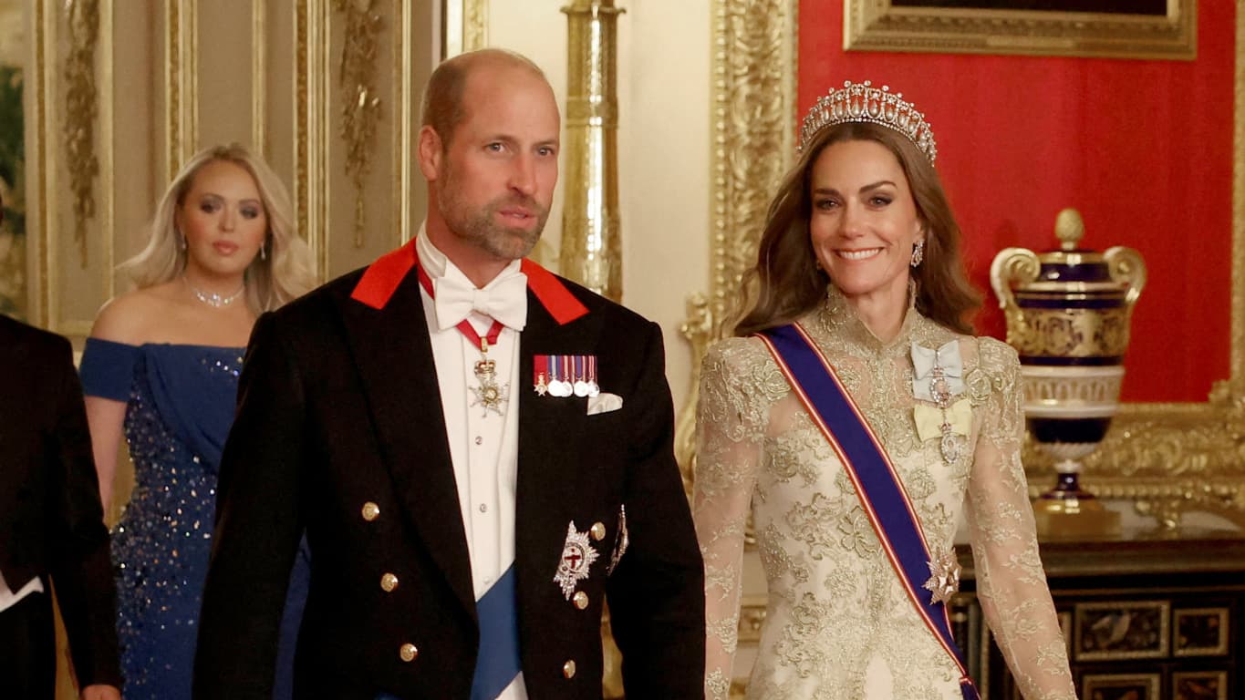 William et Kate, prince et princesse de Galles au dîner d'Etat en l'honneur du président Trump à Windsor, le 17 septembre 2025.