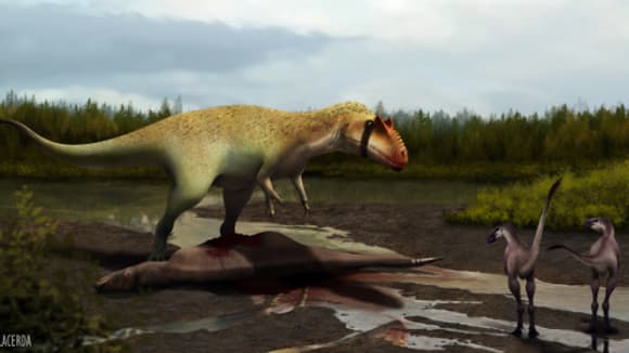 Vue d'artiste du "Siats meekerorum", dinosaure du Crétacé.