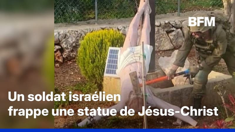 Un soldat israélien photographié en train de frapper une statue de Jésus-Christ au Liban