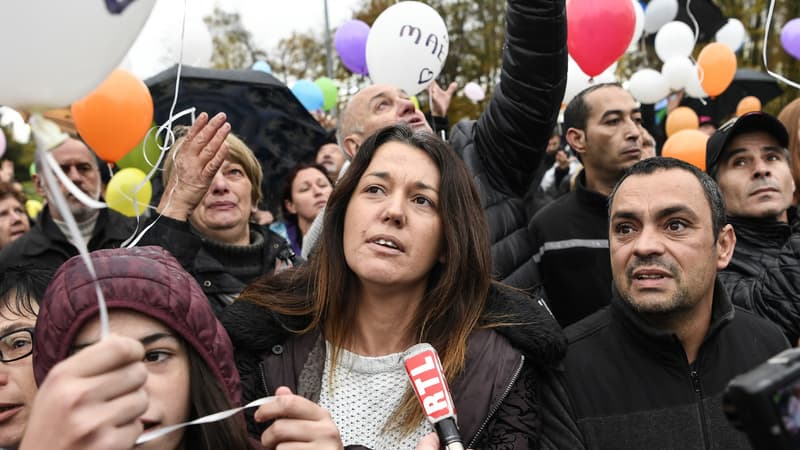 Les parents de Maëlys lors d'un rassemblement en hommage à la fillette, en novembre 2017.
