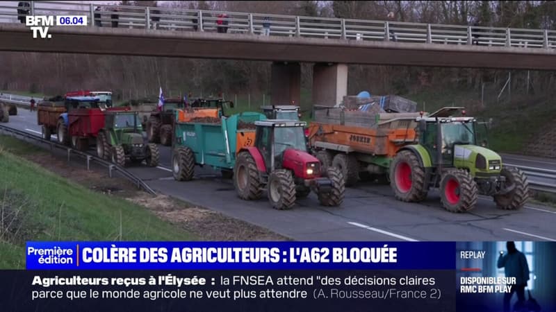 Colère des agriculteurs: nouveau blocage sur l'A62, autoroute qui relie Bordeaux à Toulouse