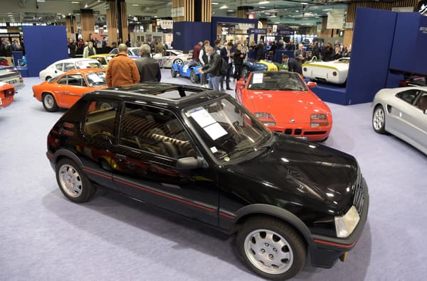 A Peugeot 205 GTI exhibited at the Paris Retromobile show in 2022