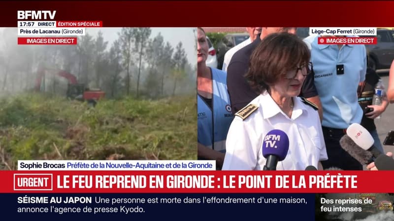 Incendies en Gironde: "On a eu 14 reprises de feu aujourd'hui", indique la préfète