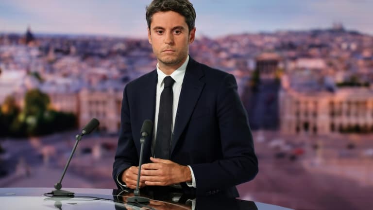 Le président du parti Renaissance, Gabriel Attal, sur le plateau du journal de 20H de TF1, le 6 octobre 2025