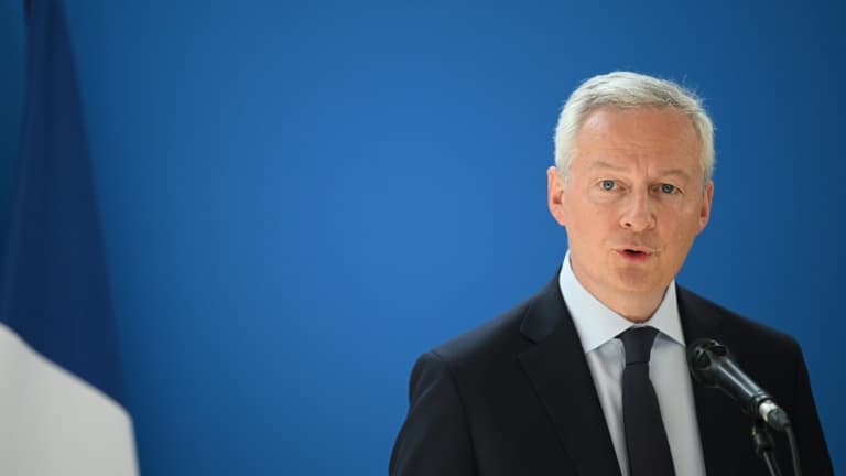 Le ministre de l'Economie Bruno Le Maire lors d'une conférence de presse, le 1er juillet 2023 à Paris