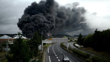 Incendie au-dessus de l'usine Lubrizol, le 26 septembre 2019